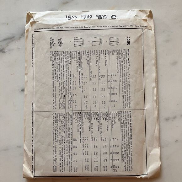 MCCALLS PATTERN 4200 SHORTS‎ & SKIRTS MISSES SIZE 16 UNCUT Vintage - Picture 5 of 8